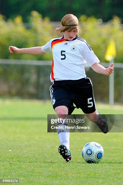 Franziska Brokl of Germany runds with the ball during the U16 Women international friendly match between France and Germany at Parc des Sports...