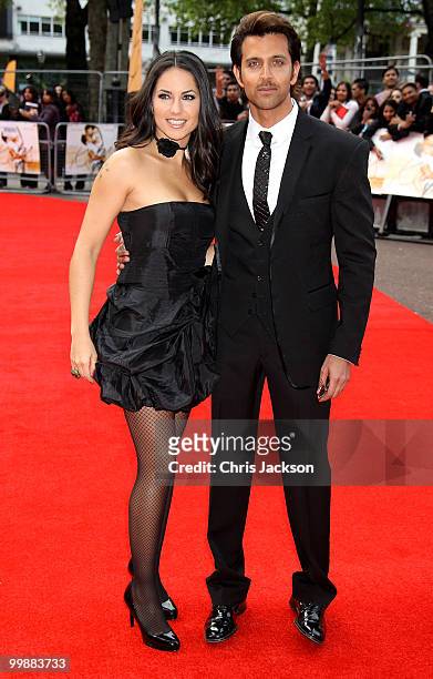 Actress Barbara Mori and Actor Hrithik Roshan attends the European Premiere of 'Kites' at Odeon West End on May 18, 2010 in London, England.