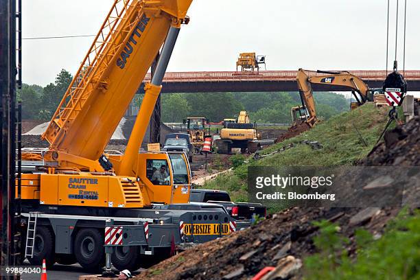 Construction work continues along the New Jersey Turnpike in Bordentown, New Jersey, U.S., on Wednesday, May 12, 2010. New Jersey, the third-most...