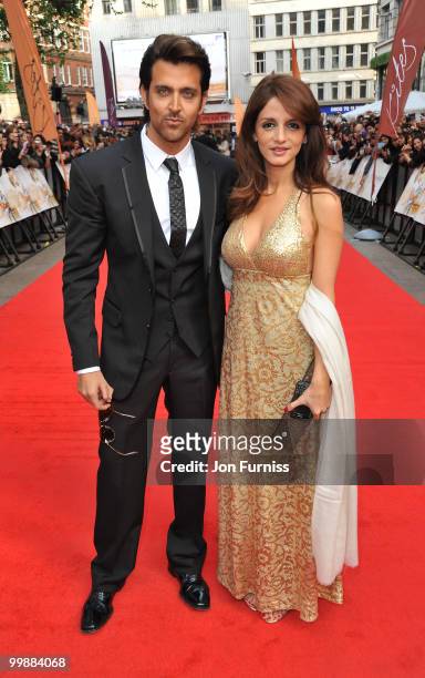 Hrithik Roshan and Suzanne Roshan attend the European Premiere of 'Kites' at Odeon West End on May 18, 2010 in London, England.