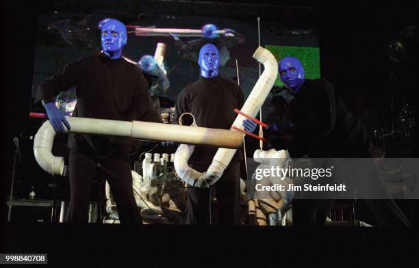 August 7: Blue Man Group performs at the Shrine Auditorium in Los Angeles, California on August 7, 2003.