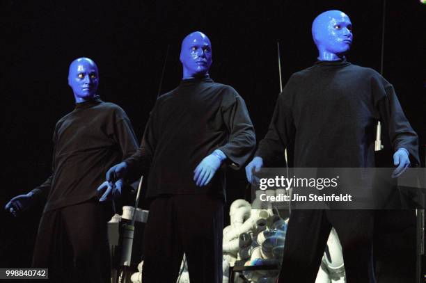 August 7: Blue Man Group performs at the Shrine Auditorium in Los Angeles, California on August 7, 2003.