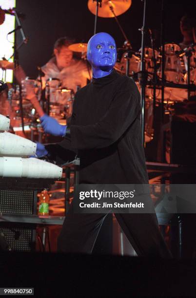 August 7: Blue Man Group performs at the Shrine Auditorium in Los Angeles, California on August 7, 2003.