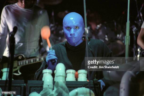 August 7: Blue Man Group performs at the Shrine Auditorium in Los Angeles, California on August 7, 2003.