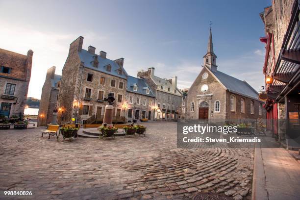 petit champlain district of old quebec city - quebec stock pictures, royalty-free photos & images