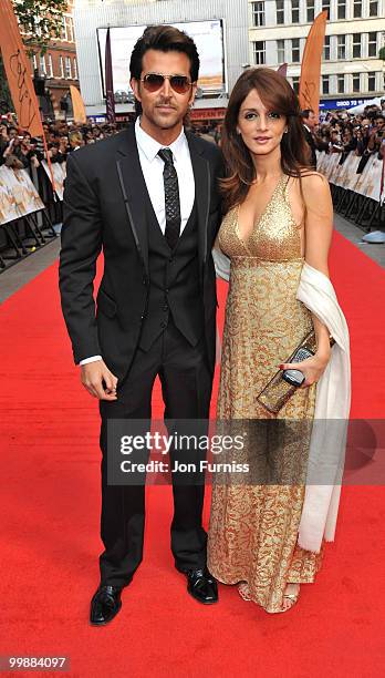 Hrithik Roshan and Suzanne Roshan attends the European Premiere of 'Kites' at Odeon West End on May 18, 2010 in London, England.