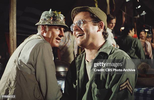 American actors McLean Stevenson , as Lt. Col. Henry Blake, and Gary Burghoff, as Corporal Walter Radar O'Reilly, appear in a scene from the...