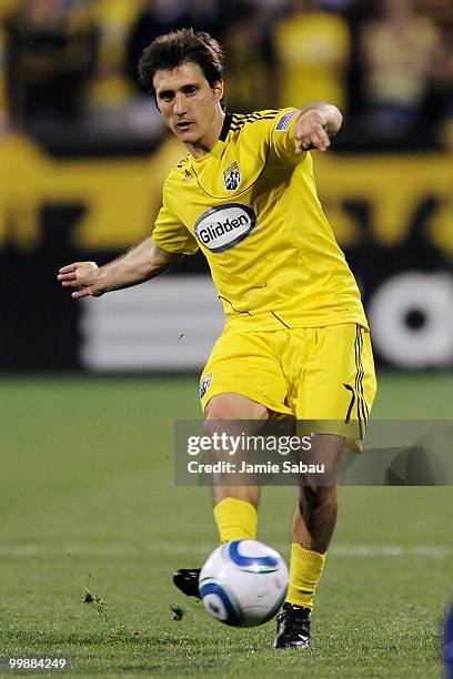 Guillermo Barros Schelotto of the Columbus Crew controls the ball against Chivas USA on May 15, 2010 at Crew Stadium in Columbus, Ohio.