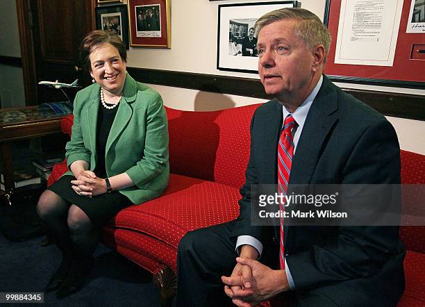 Supreme Court nominee, Solicitor General Elena Kagan meets with Sen. Lindsey Graham on Capitol Hill May 18, 2010 in Washington, DC. Kagan continued...