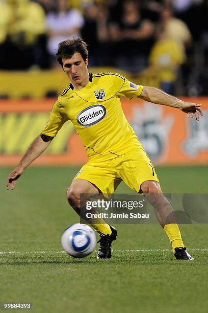 Guillermo Barros Schelotto of the Columbus Crew controls the ball against Chivas USA on May 15, 2010 at Crew Stadium in Columbus, Ohio.