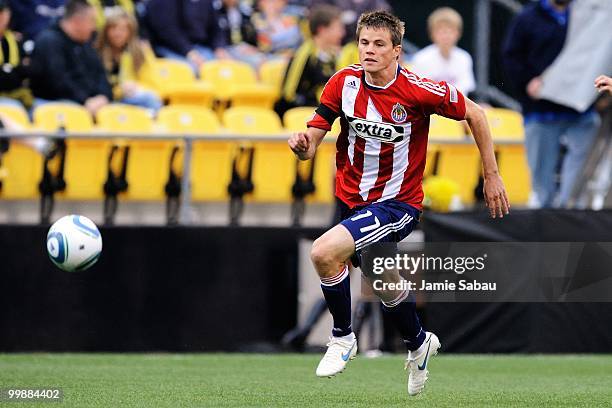 Justin Braun of Chivas USA chases the ball against the Columbus Crew on May 15, 2010 at Crew Stadium in Columbus, Ohio.