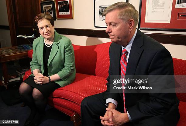 Supreme Court nominee, Solicitor General Elena Kagan meets with Sen. Lindsey Graham on Capitol Hill May 18, 2010 in Washington, DC. Kagan continued...