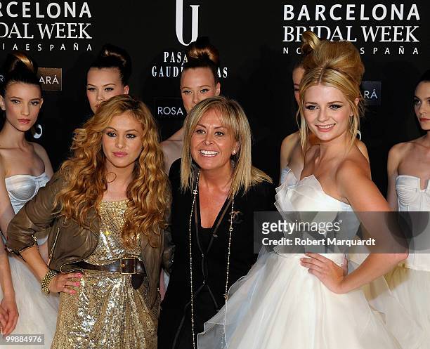 Paulina Rubio, Rosa Clara and Mischa Barton attend the backstage photocall for Rosa Clara's latest bridal collection 2011, at the Fira 2 Barcelona on...