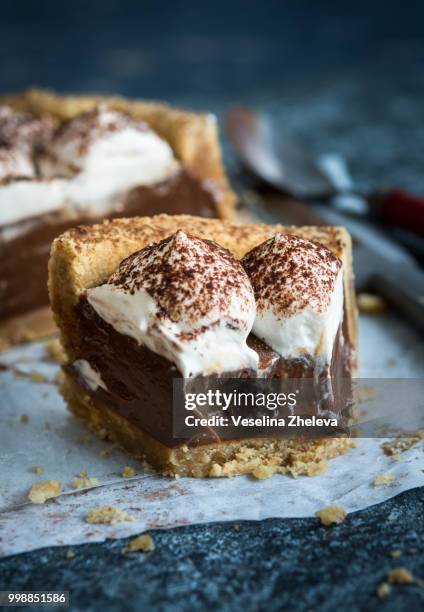 dulce de leche chocolate tart - leche stock pictures, royalty-free photos & images