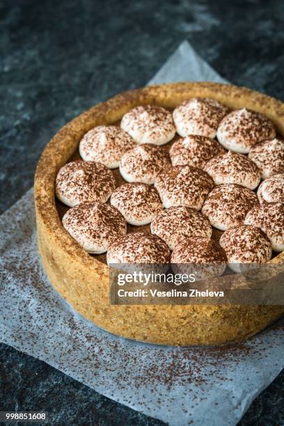 dulce de leche chocolate tart - leche stock pictures, royalty-free photos & images