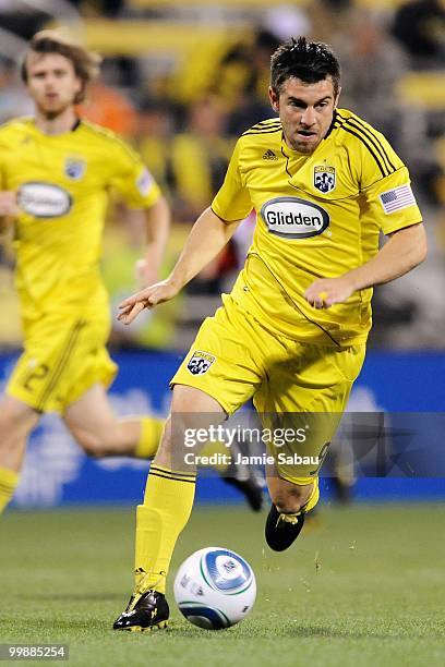 Jason Garey of the Columbus Crew controls the ball against Chivas USA on May 15, 2010 at Crew Stadium in Columbus, Ohio.