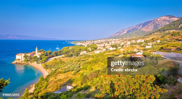 bol on brac island panoramic view - bol foto e immagini stock