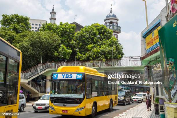 myanmar: sule pagoda road - sule pagoda stock pictures, royalty-free photos & images