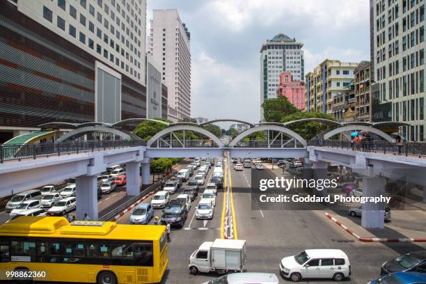 myanmar: elevated walkway - anawrahta road stock pictures, royalty-free photos & images