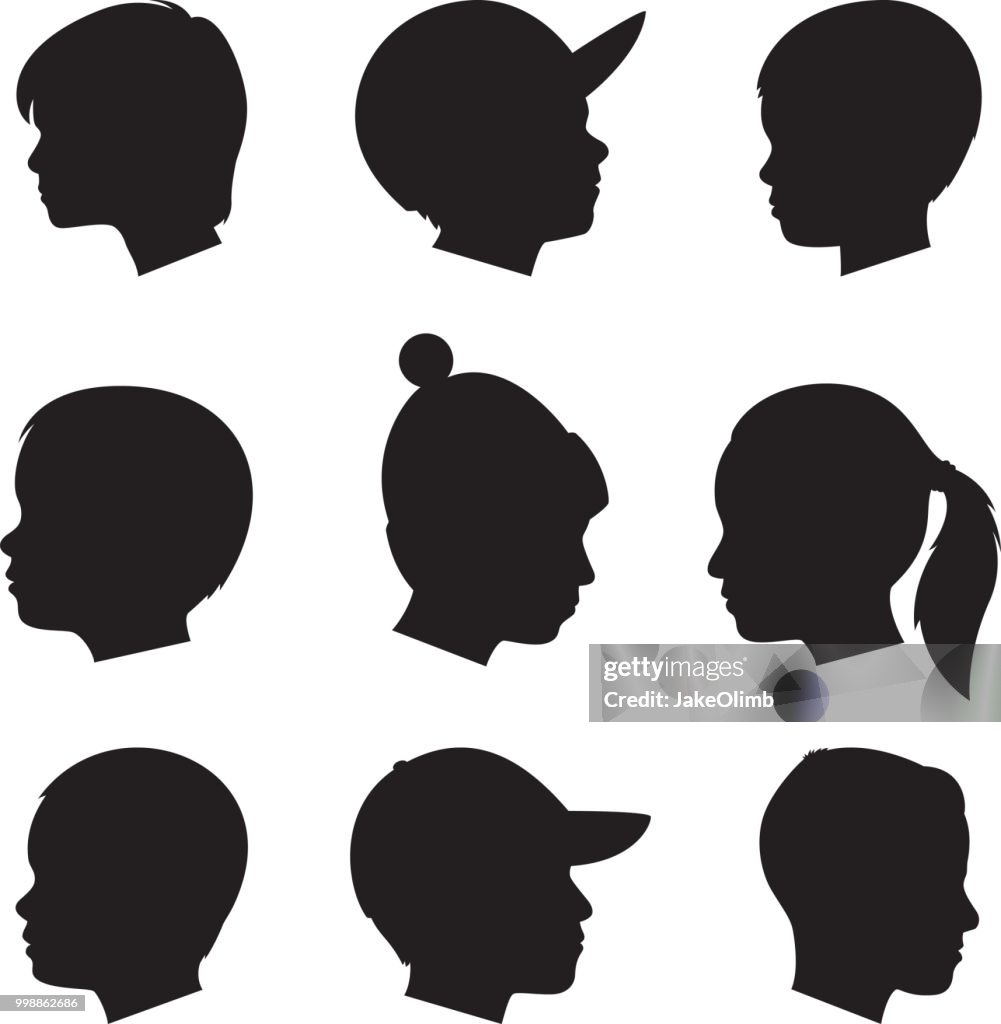 Children Profile Silhouettes