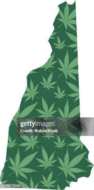 new hampshire marijuana leaves map - robinolimb stock illustrations