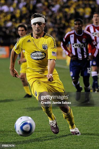 Robbie Rogers of the Columbus Crew controls the ball against Chivas USA on May 15, 2010 at Crew Stadium in Columbus, Ohio.