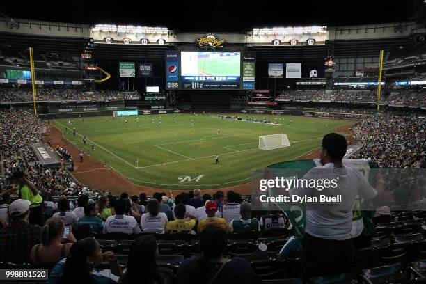 General view during the match between Club Leon and CF Pachuca at Miller Park on July 11, 2018 in Milwaukee, Wisconsin.