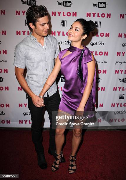 Zac Efron and Vanessa Hudgens attends Nylon Magazine's Young Hollywood Party at Tropicana Bar at The Hollywood Rooselvelt Hotel on May 12, 2010 in...