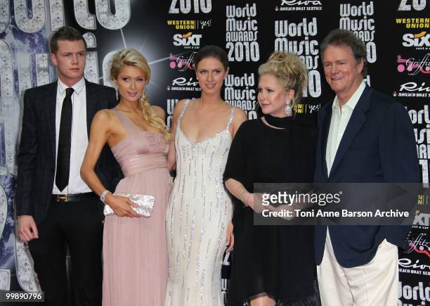 Barron Nicholas Hilton, Paris Hilton, Nicky Hilton, Kathy Hilton and Rick Hilton attend the World Music Awards 2010 at the Sporting Club on May 18,...
