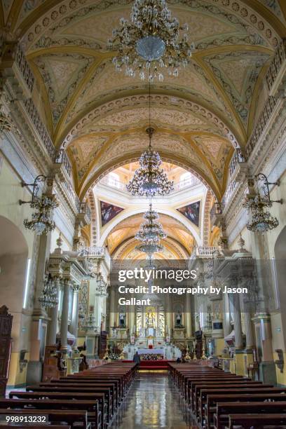 inside the guanajuato basilica. - guanajuato state stock pictures, royalty-free photos & images