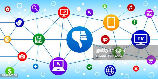 thumbs down internet communication technology triangular node pattern background - wireframe hand stock illustrations