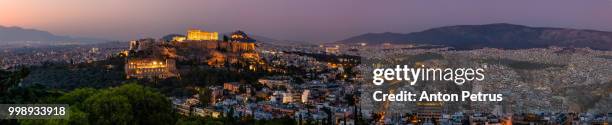 panoramic view on acropolis in athens at sunrise - anton petrus stock pictures, royalty-free photos & images