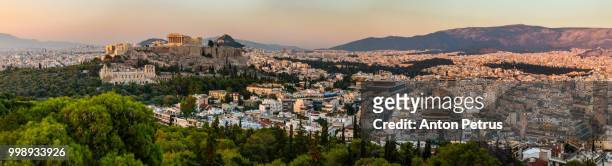 panoramic view on acropolis in athens at sunrise - anton petrus stock pictures, royalty-free photos & images