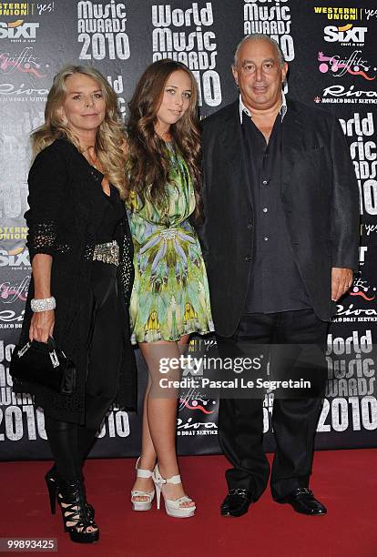 Sir Philip Green, Chloe Green and Tina Green attends the World Music Awards 2010 at the Sporting Club on May 18, 2010 in Monte Carlo, Monaco.