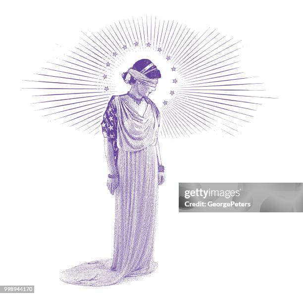 illustrazioni stock, clip art, cartoni animati e icone di tendenza di american lady justice con triste espressione - george peters