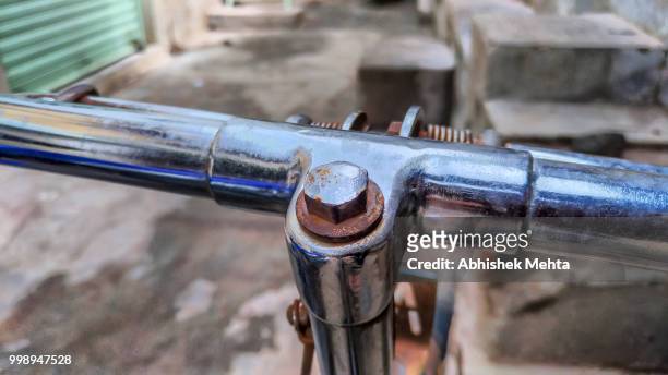 hex bolt on bicycle handle - abhishek stock-fotos und bilder