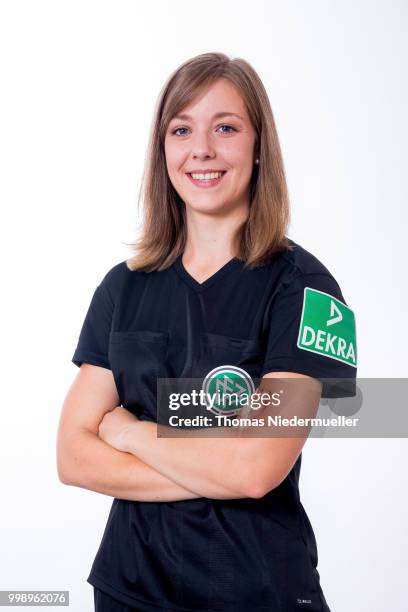 Marina Bachmann poses during a portrait session at the Annual Women's Referee Course on July 14, 2018 in Grunberg, Germany.