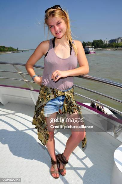 Singer Julia Mandoki poses for the camera on a ship on the river Danube near Budapest, Hungary, 09 August 2017. Julia performed with her father...
