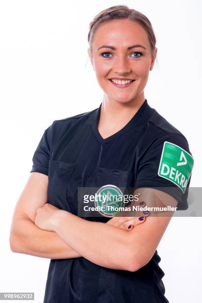 Jaqueline Herrman poses during a portrait session at the Annual Women's Referee Course on July 14, 2018 in Grunberg, Germany.