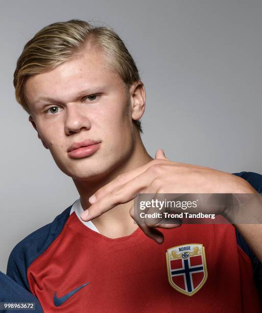 Erling Braut Haaland of Norway during G19 Men Photocall at Thon Arena on July 12, 2018 in Lillestrom, Norway.