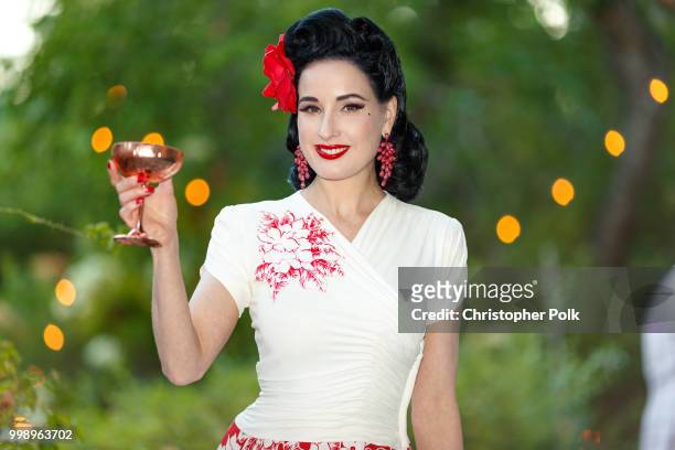 Dita Von Teese photographed during a cocktail party to celebrate her official app at the private residence of Absolut Elyx CEO Jonas Tahlin at a...