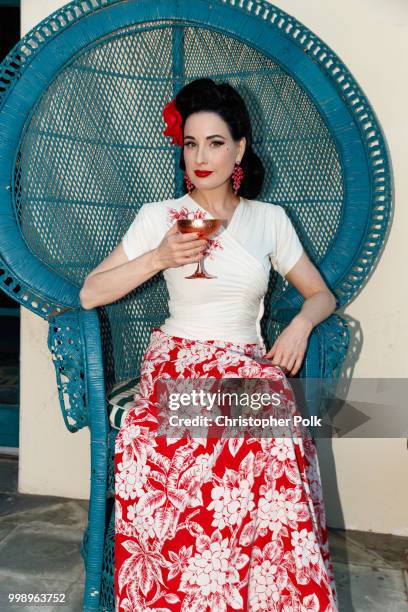 Dita Von Teese photographed during a cocktail party to celebrate her official app at the private residence of Absolut Elyx CEO Jonas Tahlin at a...