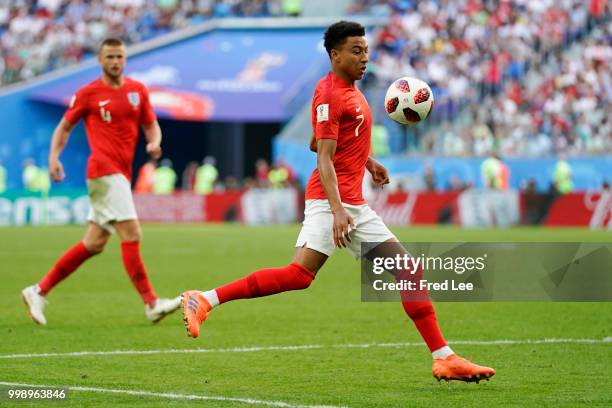 Jesse Lingard of England in action during the 2018 FIFA World Cup Russia 3rd Place Playoff match between Belgium and England at Saint Petersburg...