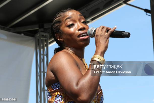 Estelle performs on stage during the Overtown Music & Arts Festival 2018 on July 14, 2018 in Miami, Florida.