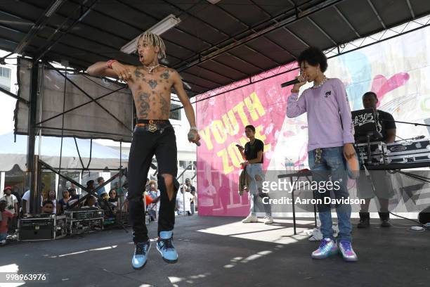 Ayo and Teo perfom on stage during the Overtown Music & Arts Festival 2018 on July 14, 2018 in Miami, Florida.