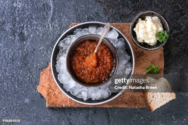 bowl of red caviar - red caviar stock pictures, royalty-free photos & images
