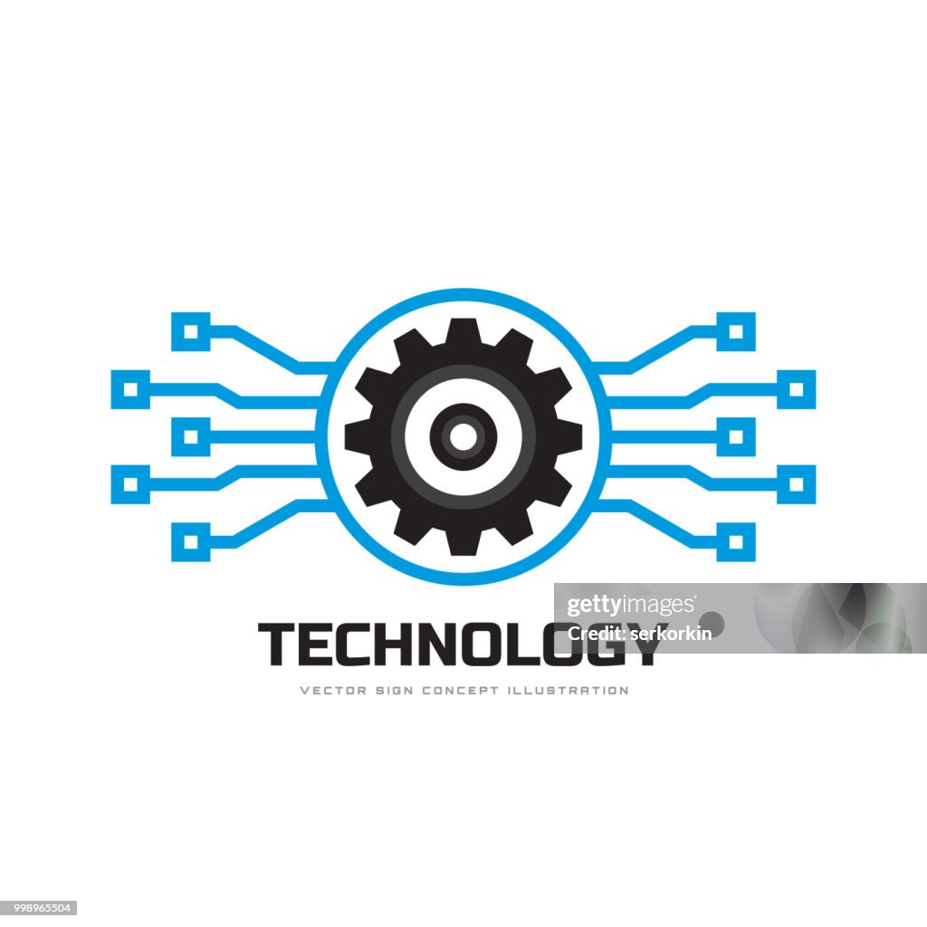 Tech Type Sign Digital Tech Vector Business Sign Template Concept Illustration Gear ...