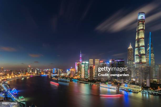 modern shanghai skyline - jin mao tower stock pictures, royalty-free photos & images