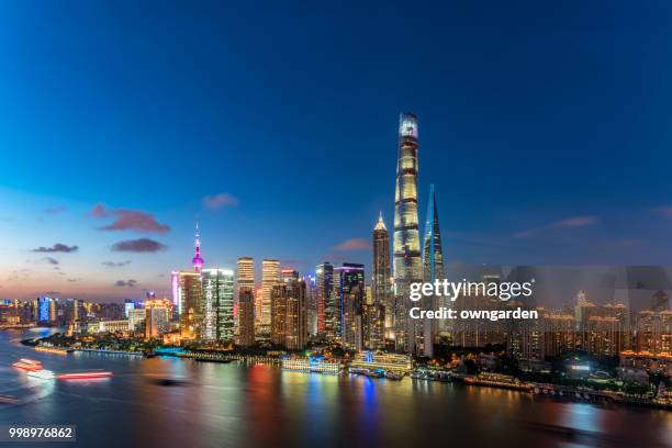 modern shanghai skyline - jin mao tower stock pictures, royalty-free photos & images