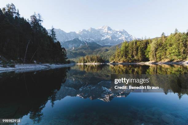 sunrise at lake eibsee - braun stock pictures, royalty-free photos & images